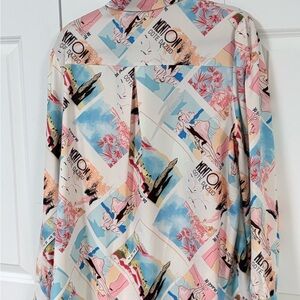 zeagoo Cream Blouse with Pink Accent